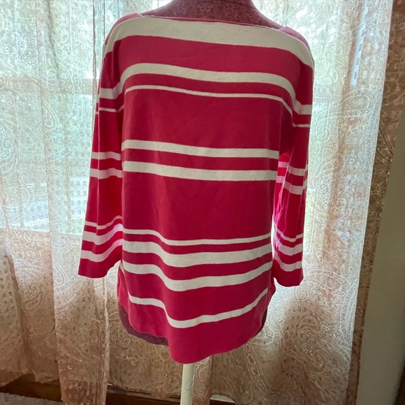 Chaps square neck pink and white striped top - Picture 5 of 5